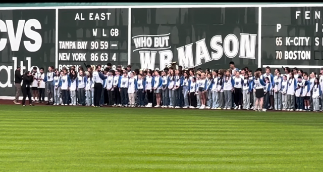 Dover Sherborn Regional Band and Chorus performing at Fenway Park