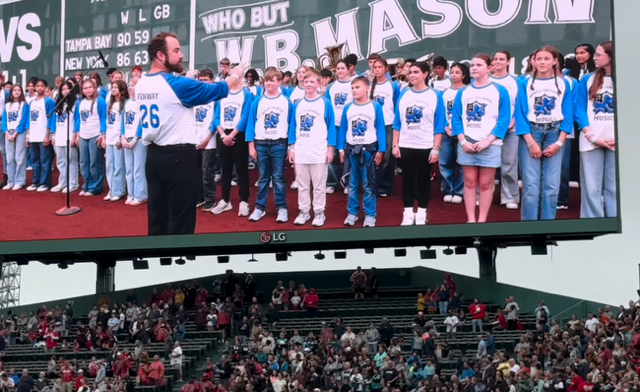 Dover Sherborn Regional Band and Chorus performing at Fenway Park